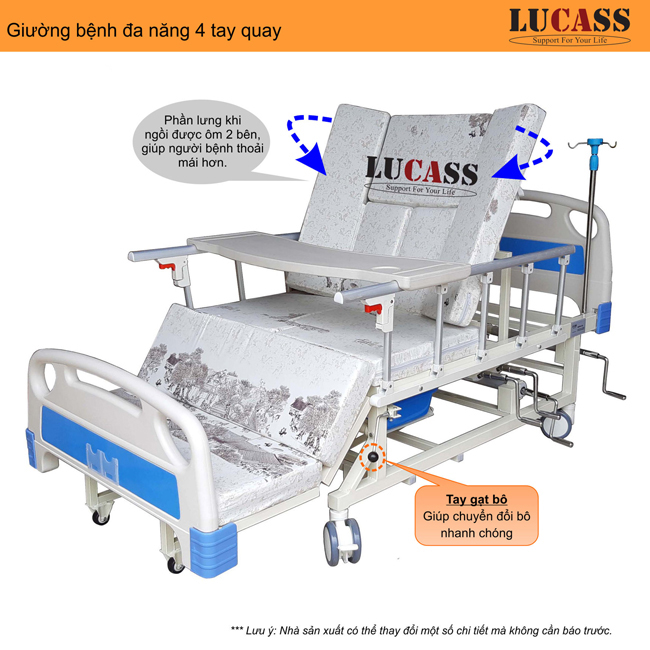Giường bệnh nhân 4 tay quay Lucass Gb-T41